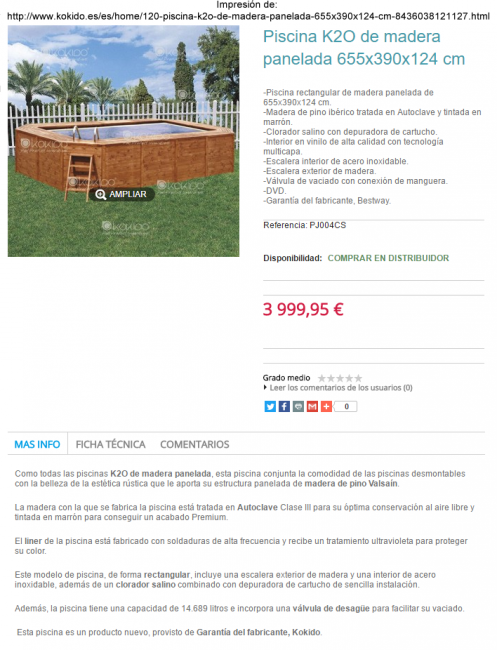 piscina kokido premium madera